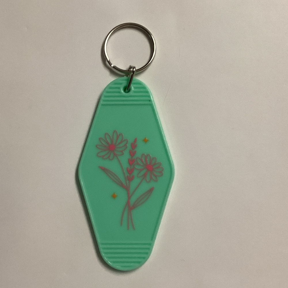 Floral Keychain with Green Background